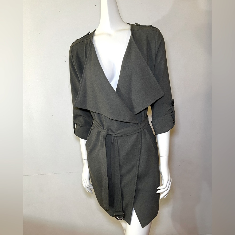 Haute Monde Olive Green wrap coat sz: small